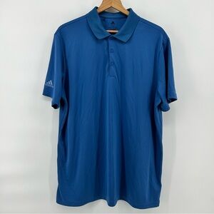 Adidas Polo Shirt Mens XL Blue Primegreen Performance Golf Short Sleeve